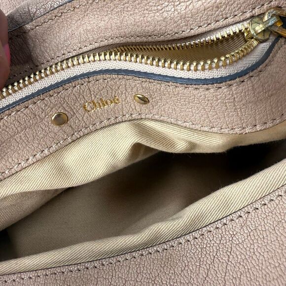 Chloé Kathleen Flap Shoulder Bag Top Handle Nude Tan Leather Gold Ring Hardware - Picture 9 of 10